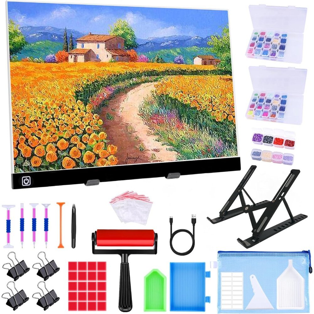 A3 LED Light Pad for Diamond Painting, Diamond Art Light Board Kit,Adjustable Br